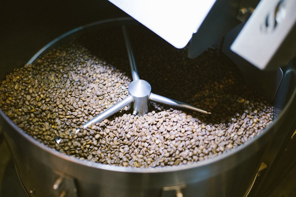 a close up of coffee beans